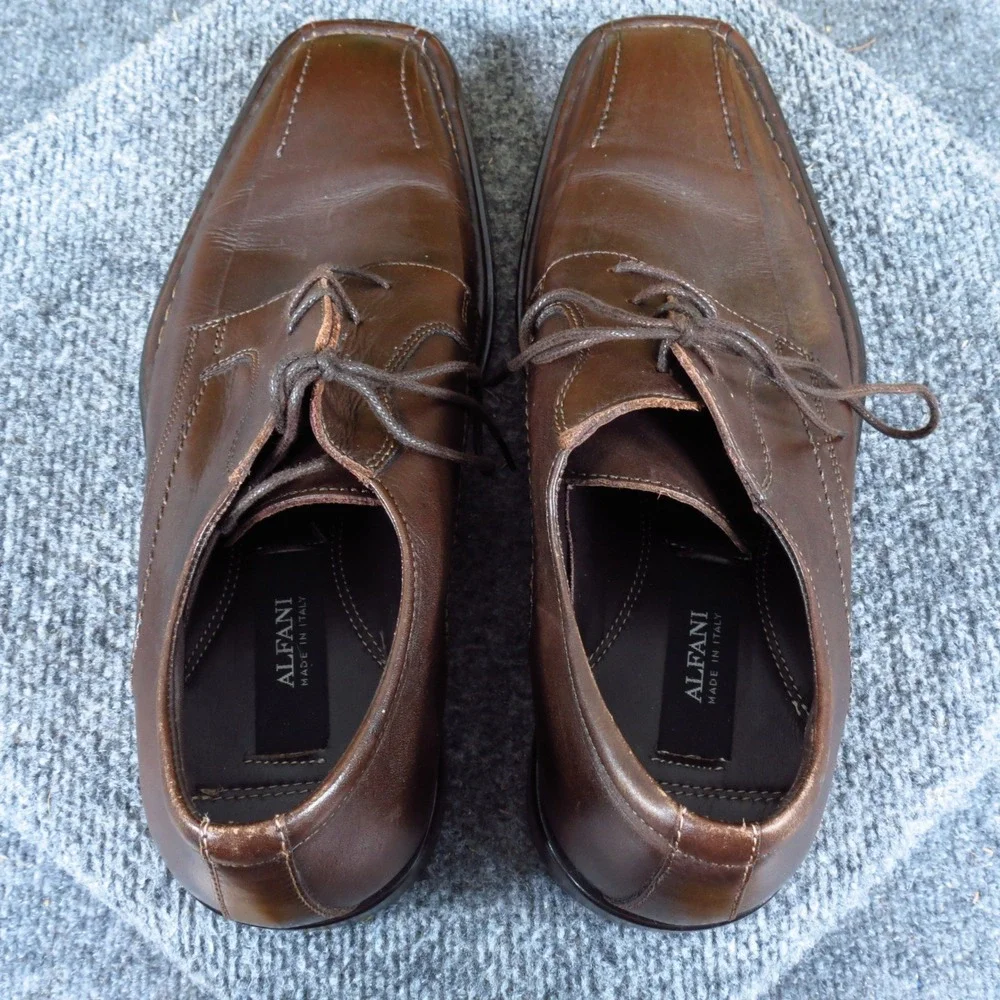Alfani Men Derby Dress Shoes Size 10 Formal Business Square Toe Brown Leather‎